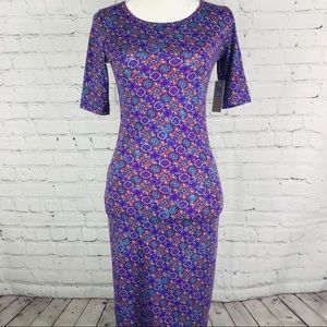 Lularoe Julia Purple Floral Pencil Dress Size XXS